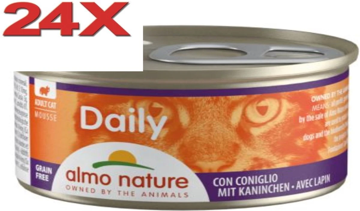 Almo Nature Dailymenu – Kattenvoer Blik – Mousse Konijn – 24x85gr 3 Almo Nature Dailymenu – Kattenvoer Blik – Mousse Konijn – 24x85gr