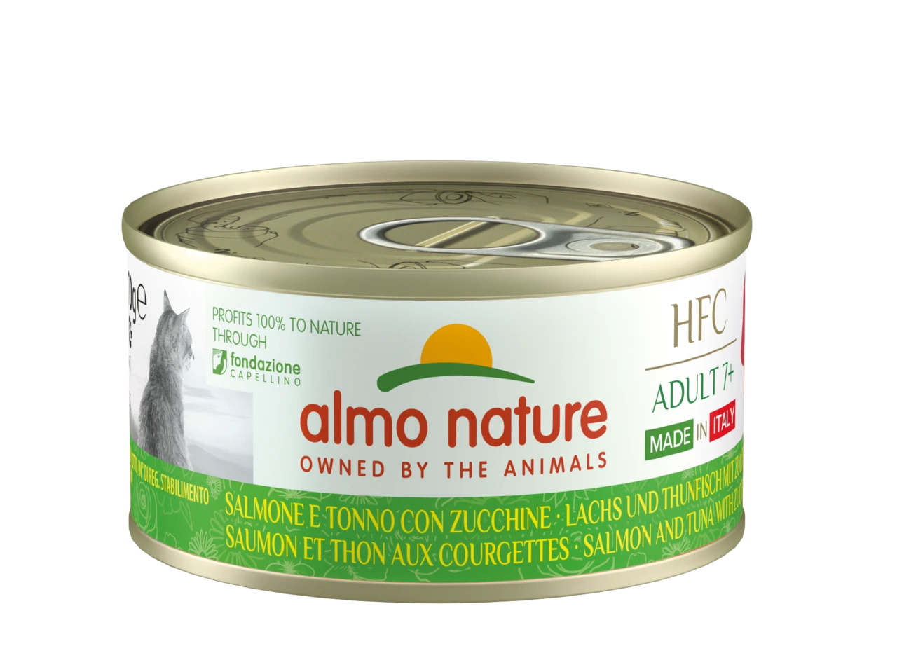 Almo Nature - HFC Complete Adult 7+ - Made In Italy - Zalm En Tonijn Met Courgette - 24x70g 3 Almo Nature - HFC Complete Adult 7+ - Made In Italy - Zalm En Tonijn Met Courgette - 24x70g