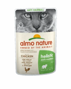 Natvoer Voor Katten Met Anti-Haarbal Formule - Almo Nature - Holistic Anti-Hairball - Zakjes 30 X 70g